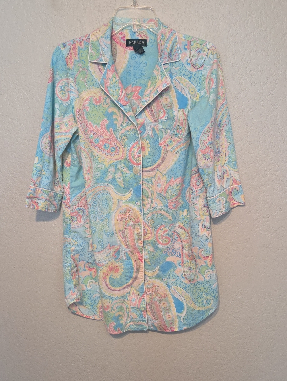 Lauren Ralph Lauren Pastel Paisley Button-Front Sleepshirt